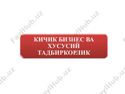 kichik biznes va tadbirkorlik — PDF