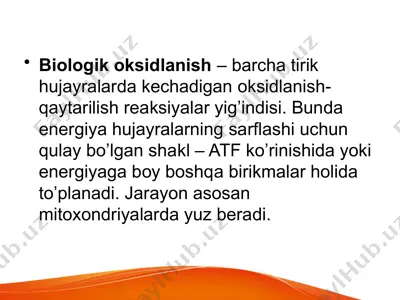 biologik oksidlanish — PPTX