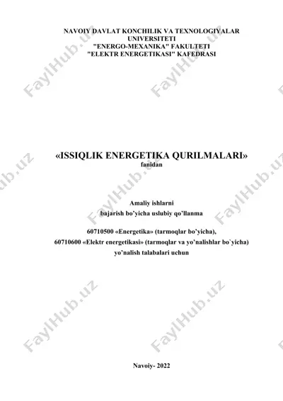 energetika fanidan amaliy ishlarni bajarish bo’yicha uslubiy qo’llanma — DOCX