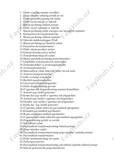 elektr yoyining umumiy tavsiflari — DOCX