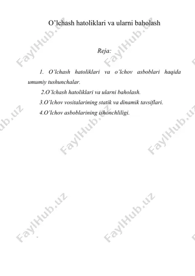 o’lchash hatoliklari va ularni baholash — DOC
