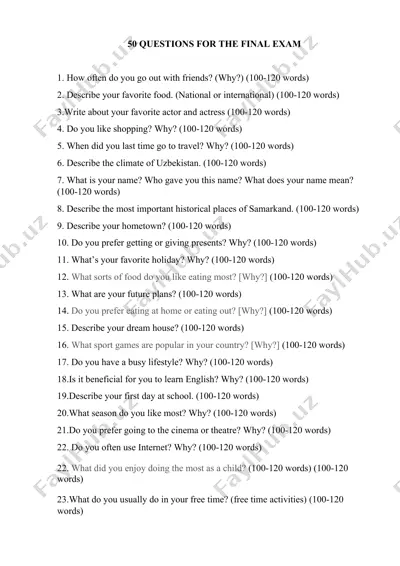 50 questions for the final exam — DOCX