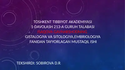 sut bezlarining gistologik taraqqiyoti — PPTX