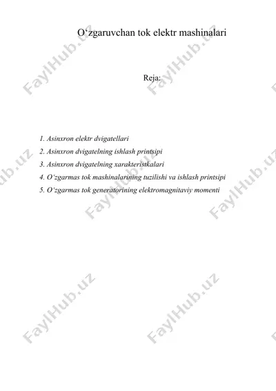 o‘zgaruvchan tok elektr mashinalari — DOC