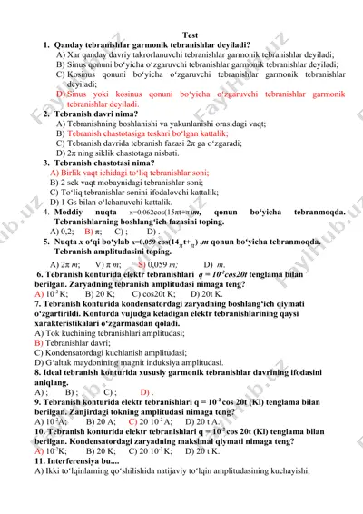 tebranishlar haqida ma'lumotlar — DOCX