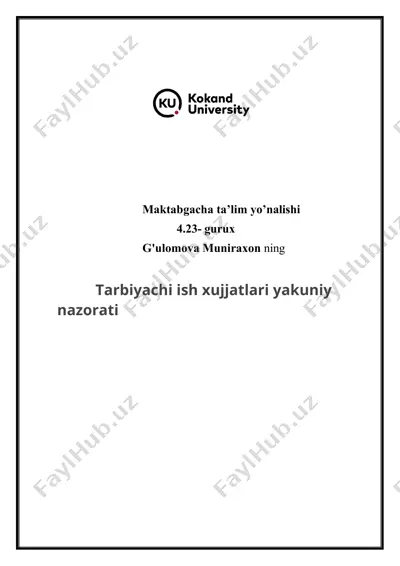 tarbiyaviy faoliyat ishlanmasi — DOCX