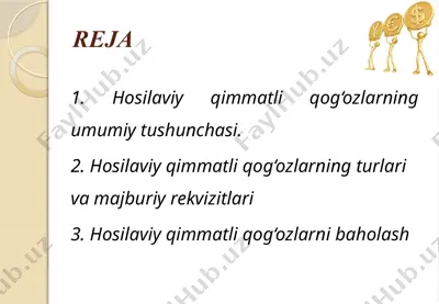 hosilaviy qimmatli qog'ozlar — PPTX