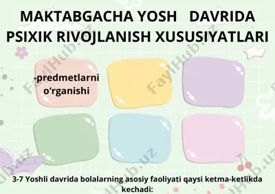 maktabgacha yosh davrida psixik rivojlanish xususiyatlari — PDF