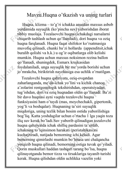 huqna o’tkazish va uning turlari — DOCX