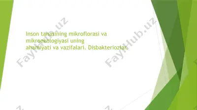inson tanasining mikroflorasi va mikroekologiyasi — PPTX