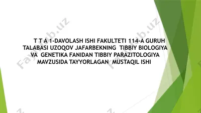 tibbiy parazitologiya mustaqil ishi — PPTX