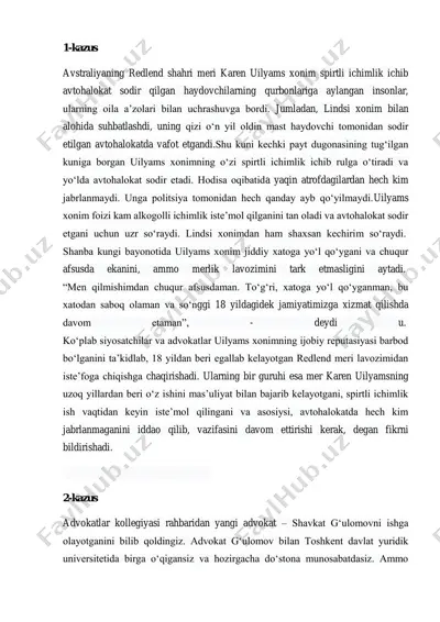 avtomobil haydovchilarining avtohalokatlarini o'rganish — PDF