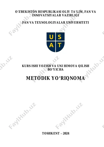 kurs ishi yozish va uni himoya qilish bo’yicha metodik yo’riqnoma — PDF