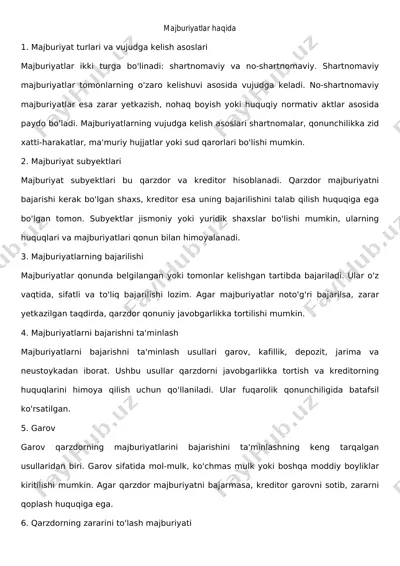 majburiyatlar haqida — PDF