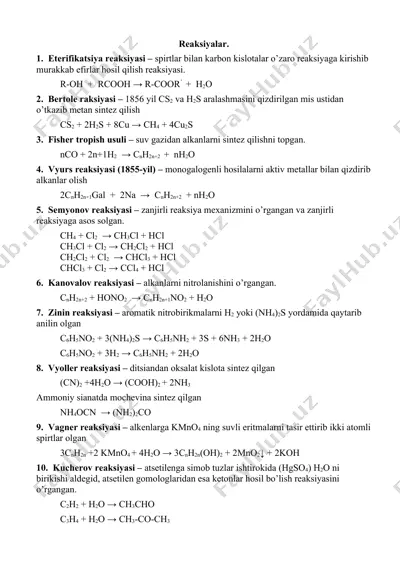 nomdor reaksiyalar — DOC