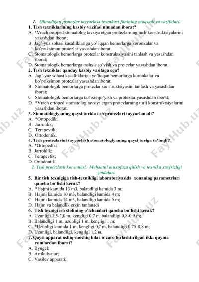 protezlar tayyorlash texnikasi — DOCX