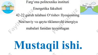 noa'naviy va qayta tiklanuvchi energiya mabalari — PPTX