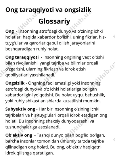 ong taraqqiyoti va ongsizlik — PDF