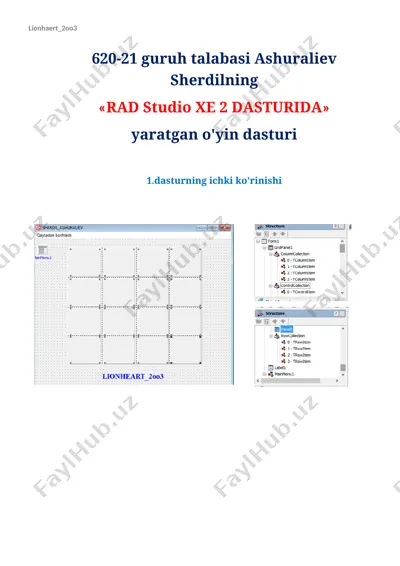 rad studio xe 2 dasturida yaratilgan o'yin dasturi — DOCX