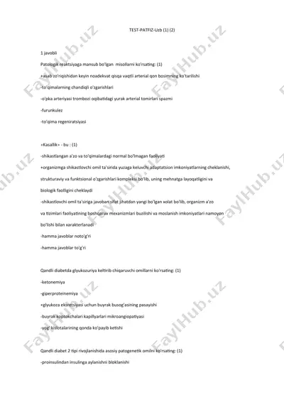 patologik reaktsiyalar va kasallik — DOCX