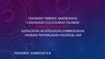 sut bezlarining gistologik taraqqiyoti — PPTX