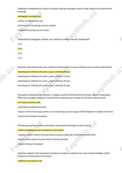maktabni moliyalashtirish rejasini tuzishda e’tiborga olinadigan asosiy ishlab chiqarish ko‘rsatkichlarini — PDF