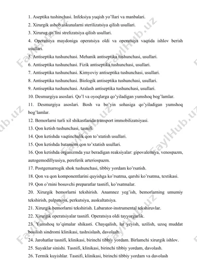 aseptika va antiseptika tushunchasi va ularning usullari — DOCX
