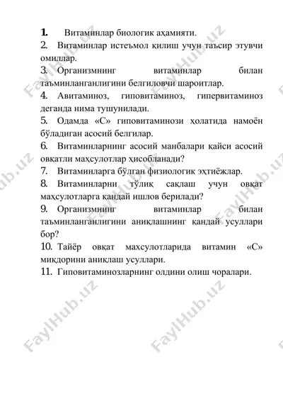 vitaminlar biologik ahamiyati — PDF