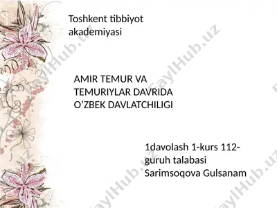 amir temur va temuriylar davrida o'zbek davlatchiligi — PPTX