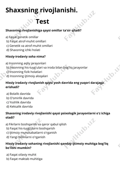 shaxsning rivojlanishi — PDF