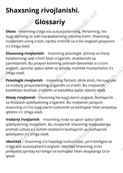 shaxsning rivojlanishi — PDF