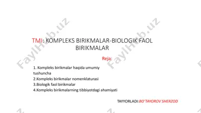 kompleks birikmalar - biologik faol birikmalar — PDF