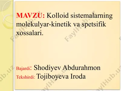 kolloid eritmalar nima? — PPTX