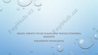 kreativ ta'lim olganlikni tashxis etishning mohiyati — PPTX