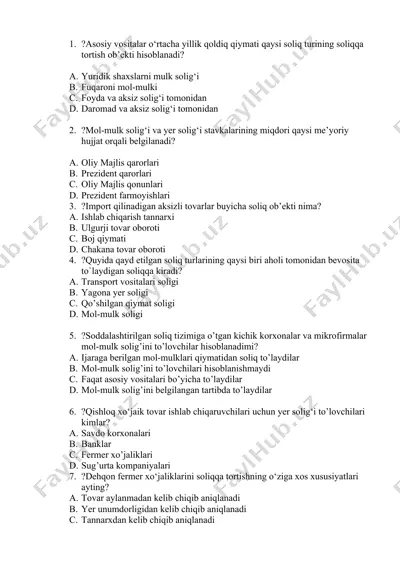 soliq tizimi haqida ma'lumotlar — DOCX