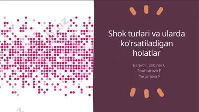 shok turlari va ularda ko'rsatiladigan holatlar — PPTX