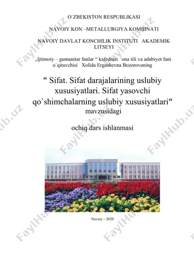 sifat. sifat darajalarining uslubiy xususiyatlari — DOCX