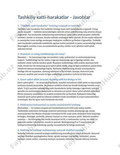 tashkiliy xatti-harakatlar - javoblar — DOCX