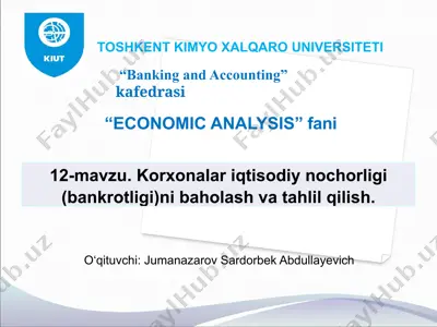 iqtisodiy nochorlik (bankrotlik)ni baholash — PPTX