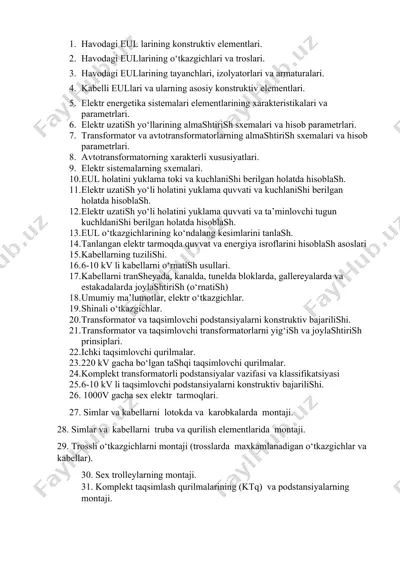 elektr energiya uzatishlarining konstruktiv elementlari — DOCX