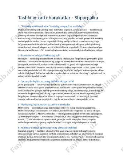tashkiliy xatti-harakatlar - shpargalka — DOCX