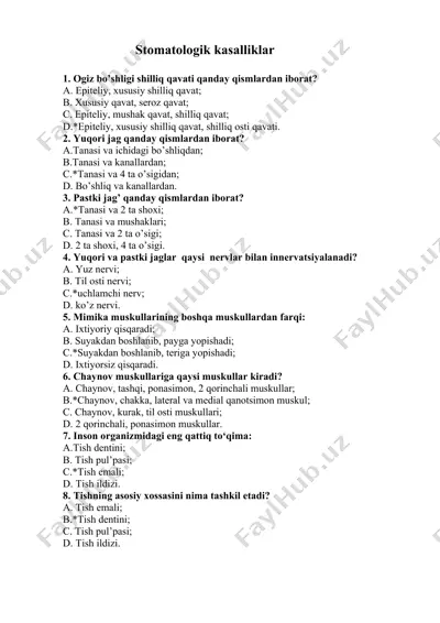 stomatologik kasalliklar — DOCX