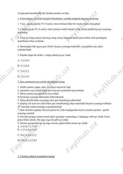 terapiyada hamshiralik ishi fanidan amaliy savollar — DOCX