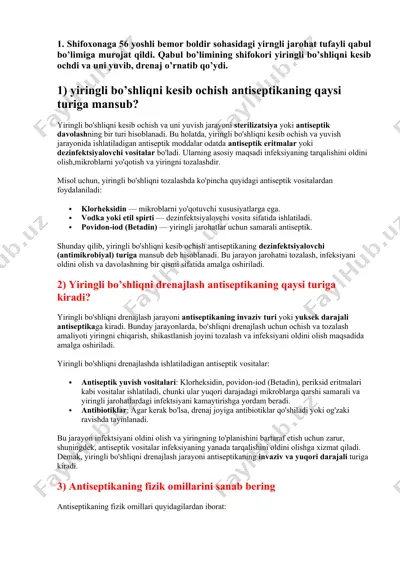 yiringli bo'shliqni kesib ochish antiseptikalari — DOCX