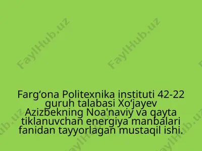 energiyani iqtisod qilishdagi muammolar va ularning yechimlari — PPTX