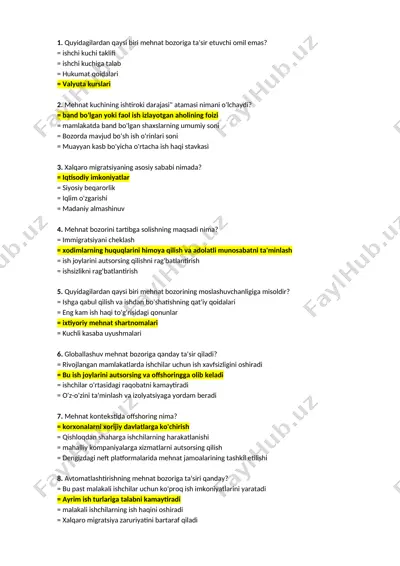 mehnat bozori va migratsiya — DOCX