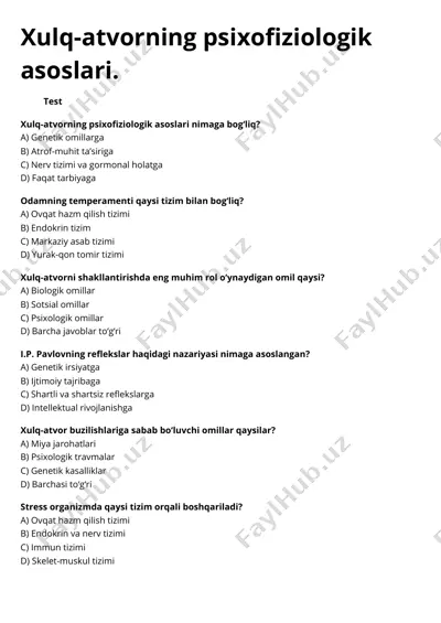 xulq-atvorning psixofiziologik asoslari — PDF