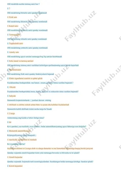 osi modeli haqida savol-javoblar — DOCX