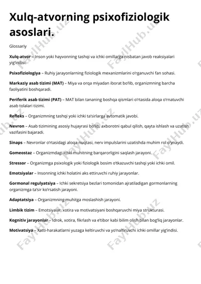 xulq-atvorning psixofiziologik asoslari — PDF