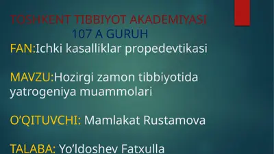 yatrogeniya muammolari — PPTX